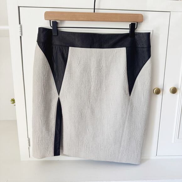 NWT Helmut Lang Gray Striped Jacquard Leather Mini Skirt Size 10 - Picture 1 of 5